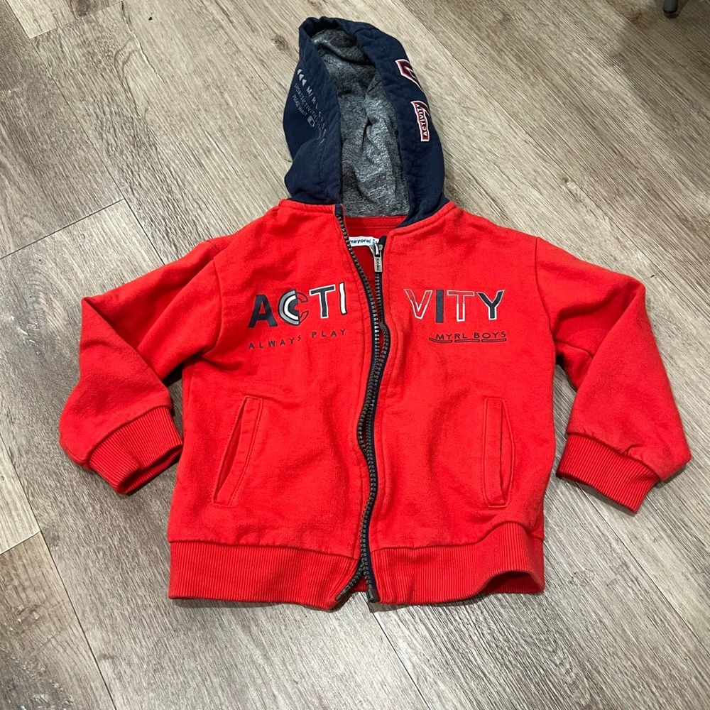 Red and Blue Activity Hoodie for Toddlers